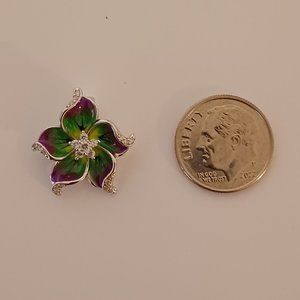 .925 Sterling Hand Enamled Hawaiian Plumeria Pendant